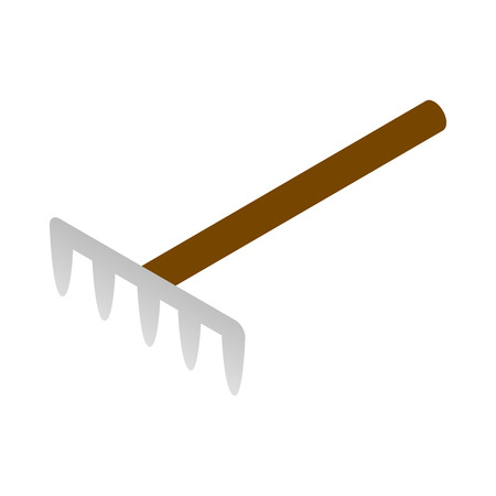 Garden rake icon in isometric 3d style on a white backgroundのイラスト素材