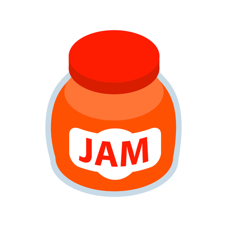 Jar of fruity jam icon in isometric 3d style on a white backgroundのイラスト素材
