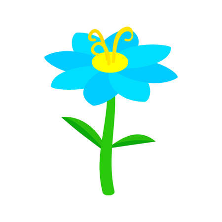 Blue flower icon in isometric 3d style on a white backgroundのイラスト素材