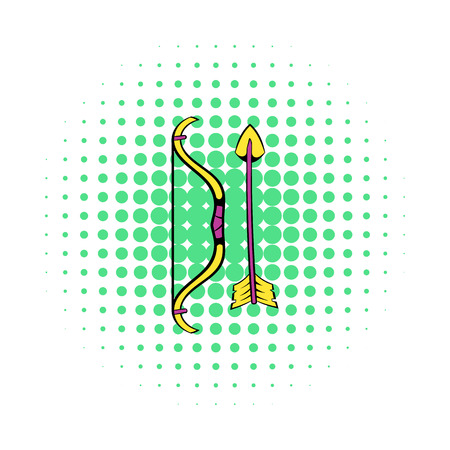 Bow and arrow icon in comics style on a white backgroundのイラスト素材