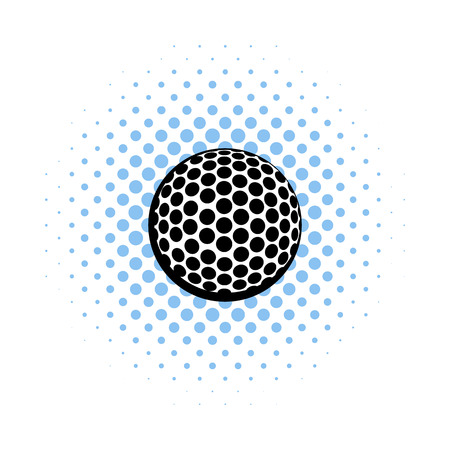 Golf ball icon in comics style on a white backgroundのイラスト素材