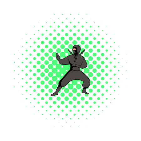 Ninja icon in comics style on a white backgroundのイラスト素材