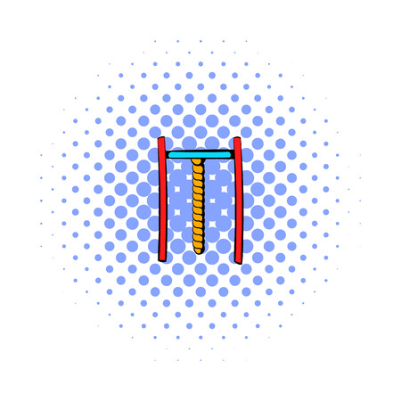 Horizontal bar with rope icon in comics style on a white backgroundのイラスト素材