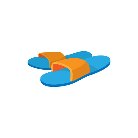 Pair of slippers icon in cartoon style on a white backgroundのイラスト素材