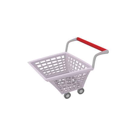 Shopping cart icon in cartoon style isolated on white backgroundのイラスト素材
