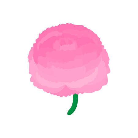 Peony icon in cartoon style on a white backgroundのイラスト素材