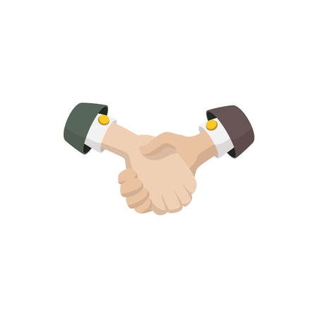 Business agreement handshake icon in cartoon style isolated on white backgroundのイラスト素材