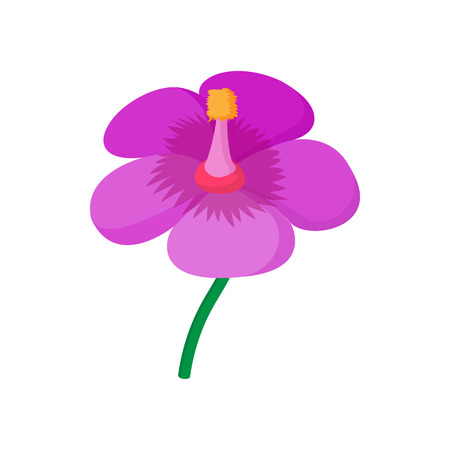 Violet flower icon in cartoon style on a white backgroundのイラスト素材