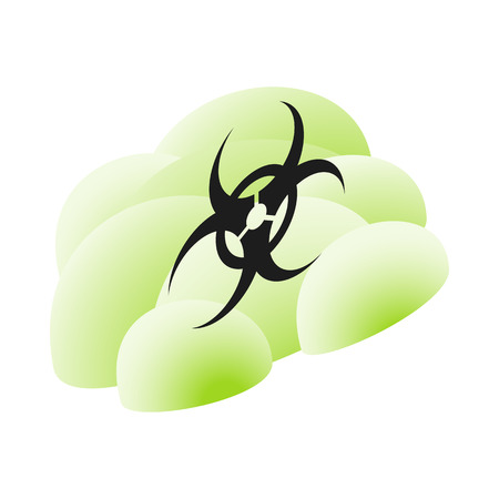 Biohazard symbol on a cloud icon in isometric 3d style on a white backgroundのイラスト素材