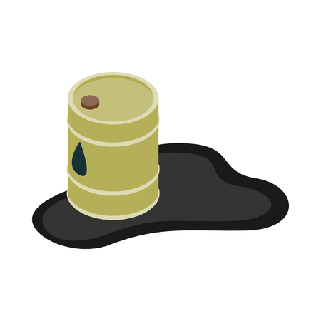 Oil barrel spill puddle icon in isometric 3d style on a white backgroundのイラスト素材