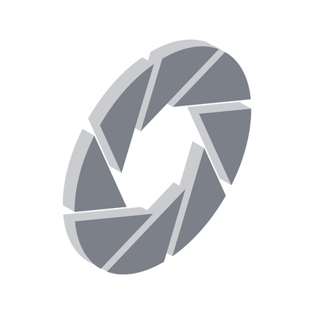 Camera aperture icon in isometric 3d style on a white backgroundのイラスト素材