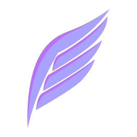 Violet simple wing logotype icon in isometric 3d style isolated on white backgroundのイラスト素材