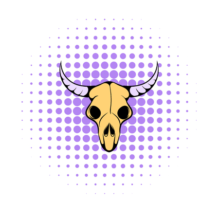 Buffalo skull icon in comics style on a white backgroundのイラスト素材