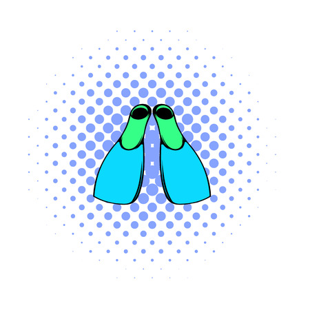 Blue flippers icon in comics style on a white backgroundのイラスト素材