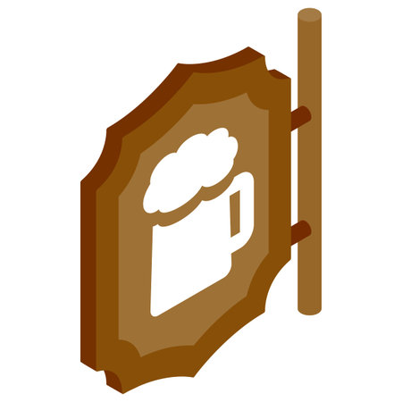 Street signboard of pub icon in isometric 3d style on a white backgroundのイラスト素材