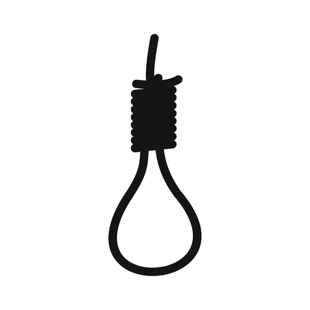 Loop of rope icon in black simple style isolated on white background. Thick braided rope with a knotのイラスト素材