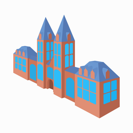 The Rijksmuseum in Amsterdam icon in cartoon style on a white backgroundのイラスト素材
