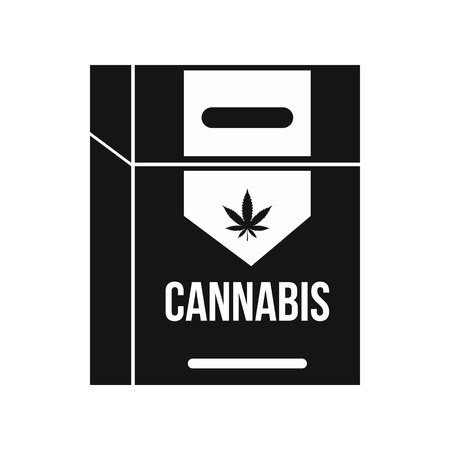 Cannabis cigarette box icon in black simple style isolated on white backgroundのイラスト素材