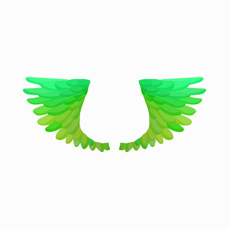Pair of green bird wings icon in cartoon style isolated on white backgroundのイラスト素材