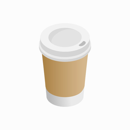 Paper cup of coffee icon in isometric 3d style on a white backgroundのイラスト素材