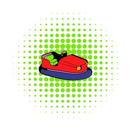 Bumper car icon in comics style isolated on white backgroundのイラスト素材