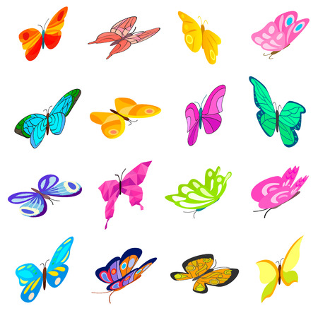Butterfly set icons in isometric 3d style isolated on white backgroundのイラスト素材
