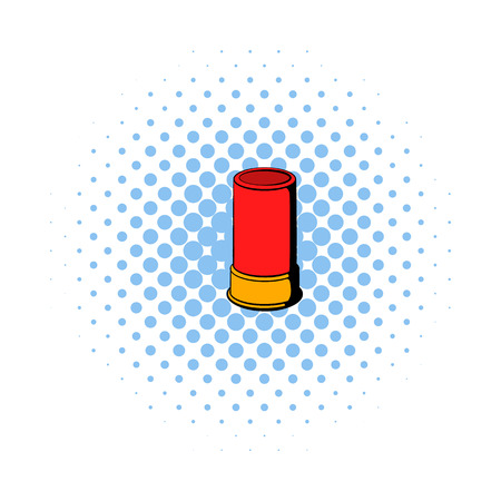 Shotgun shell icon in comics style on a white backgroundのイラスト素材