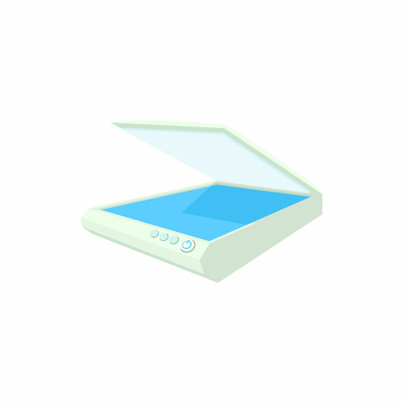 Open scanner icon in cartoon style on a white backgroundのイラスト素材