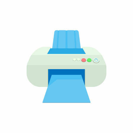 Printer icon in cartoon style on a white backgroundのイラスト素材