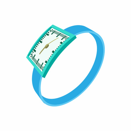 Blue wrist watch icon in cartoon style on a white backgroundのイラスト素材