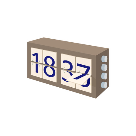 Analog flip clock icon in cartoon style on a white backgroundのイラスト素材