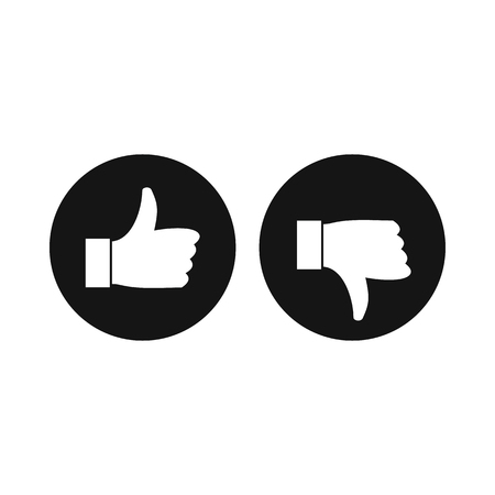 Thumbs up and down icon in simple style on a white backgroundのイラスト素材