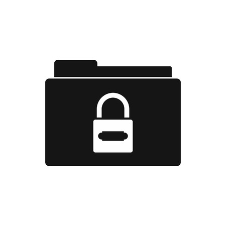 Folder with lock icon in simple style on a white backgroundのイラスト素材