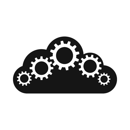 Cloud with gears icon in simple style on a white backgroundのイラスト素材