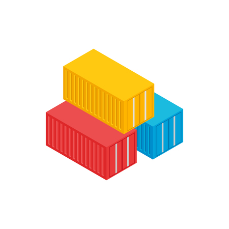 Cargo containers icon in isometric 3d style on a white backgroundのイラスト素材