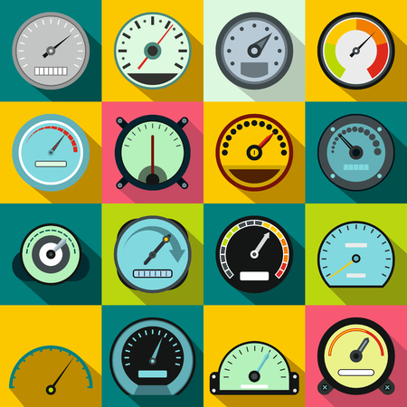 Speedometer icons set in flat style for any designのイラスト素材