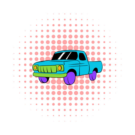 Blue Pickup Icon In Comics Style On A White Backgroundのイラスト素材 イメージマート