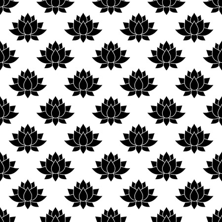 Lotus flower pattern seamless black for any designのイラスト素材