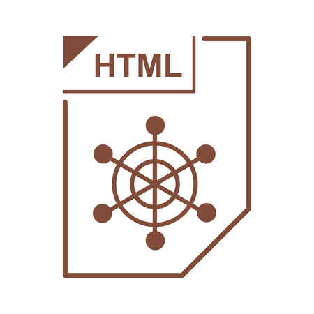 HTML file icon in cartoon style on a white backgroundのイラスト素材