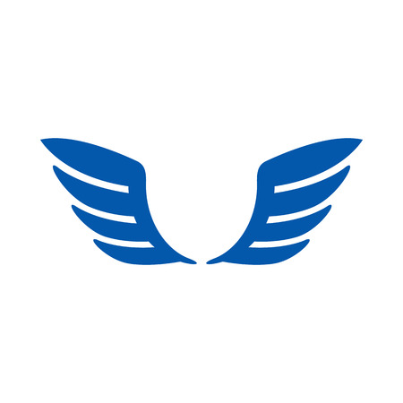 A pair of blue wings icon in simple style isolated on white backgroundのイラスト素材