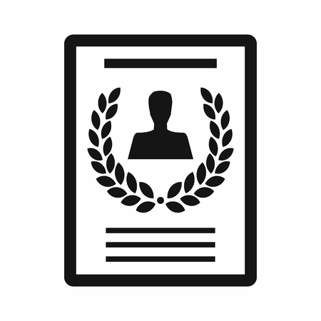 Certificate of the best employee icon in simple style on a white backgroundのイラスト素材