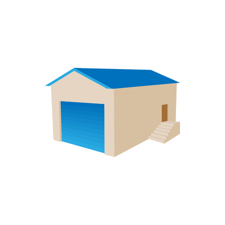 Warehouse building icon in cartoon style on a white backgroundのイラスト素材
