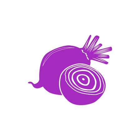 Purple beet and half of beet icon in simple style isolated on white backgroundのイラスト素材