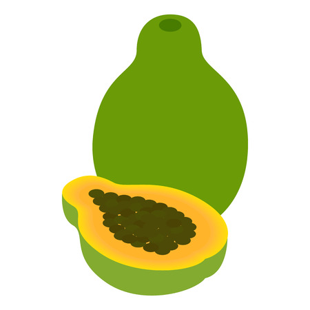 Papaya fruit icon in isometric 3d style isolated on white backgroundのイラスト素材