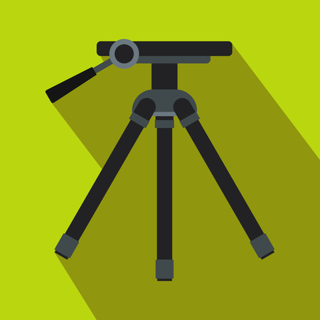 Tripod icon in flat style on light green backgroundのイラスト素材