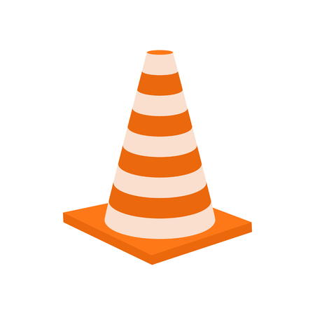 Traffic cone icon in cartoon style on a white backgroundのイラスト素材