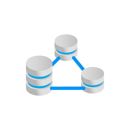 Database servers connection icon in isometric 3d style on a white backgroundのイラスト素材