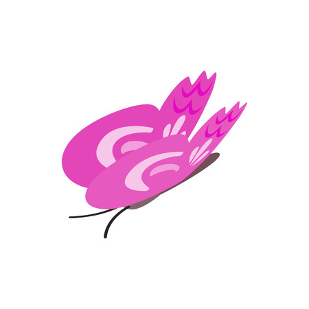 Pink butterfly icon in isometric 3d style on a white backgroundのイラスト素材