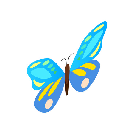 Blue butterfly icon in isometric 3d style on a white backgroundのイラスト素材