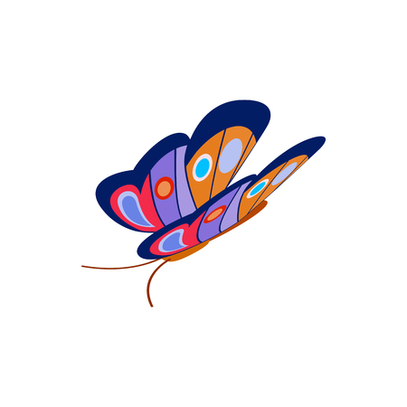 Blue butterfly icon in isometric 3d style on a white backgroundのイラスト素材